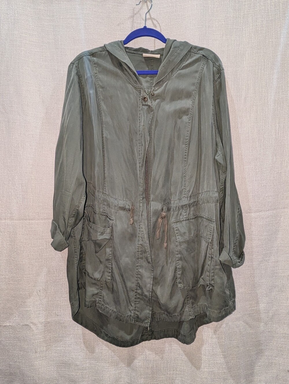 Ava & Viv Women's Olive Green Utility Hooded Jacket Size 1X